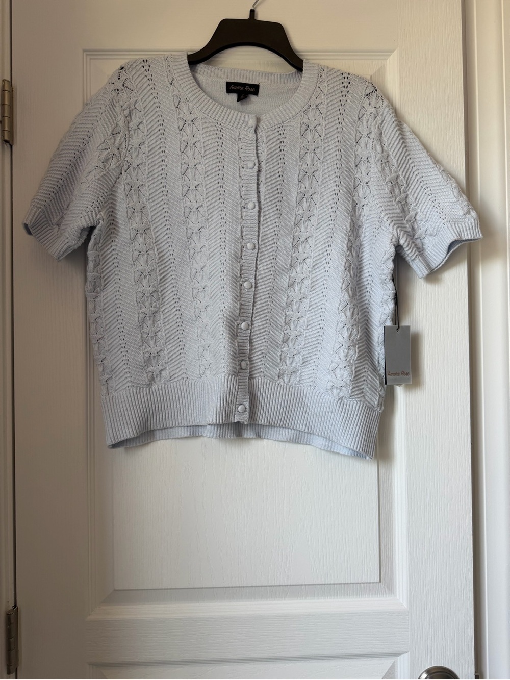 New Women’s Light Blue Knit Button-Front Cardigan